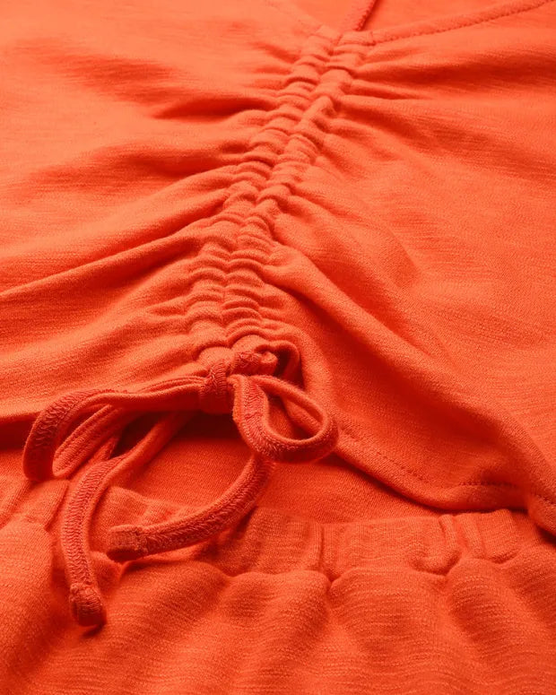 Orange Ruched Bodycon Dress
