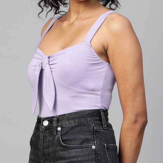 Lilac Knotted Crop Top