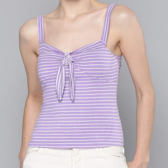 Stripped Knotted Crop Top